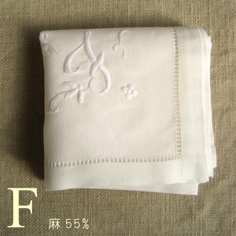 Hand-embroidered Handkerchief w/ Initial (55% Hemp)