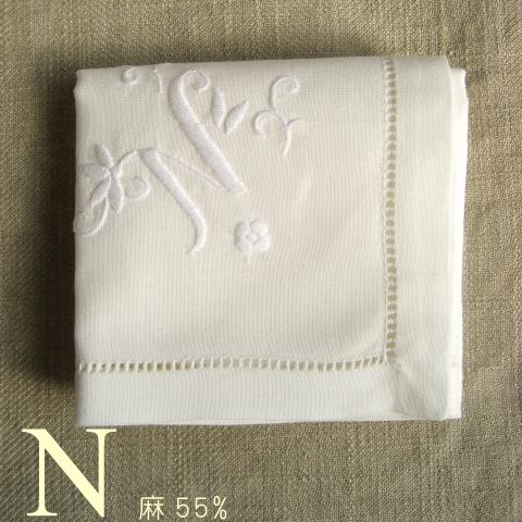 Hand-embroidered Handkerchief w/ Initial (55% Hemp)