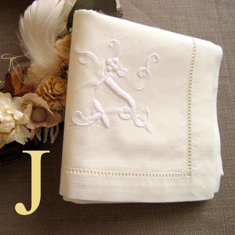 Hand-embroidered Handkerchief w/ Initial (100% Cotton)