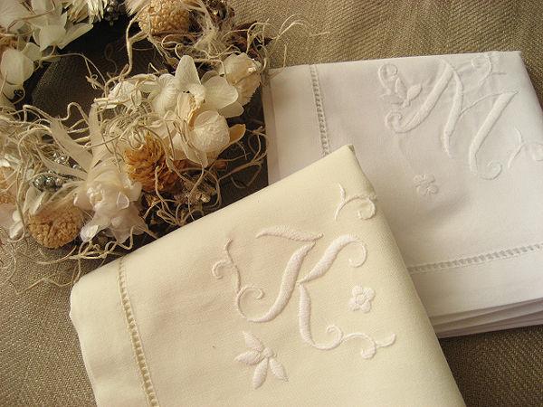 Hand-embroidered Handkerchief w/ Initial (100% Cotton)