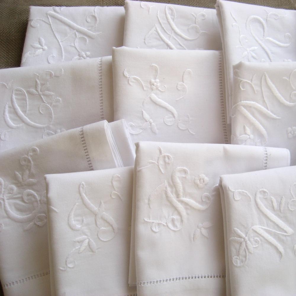 Hand-embroidered Handkerchief w/ Initial (100% Cotton)