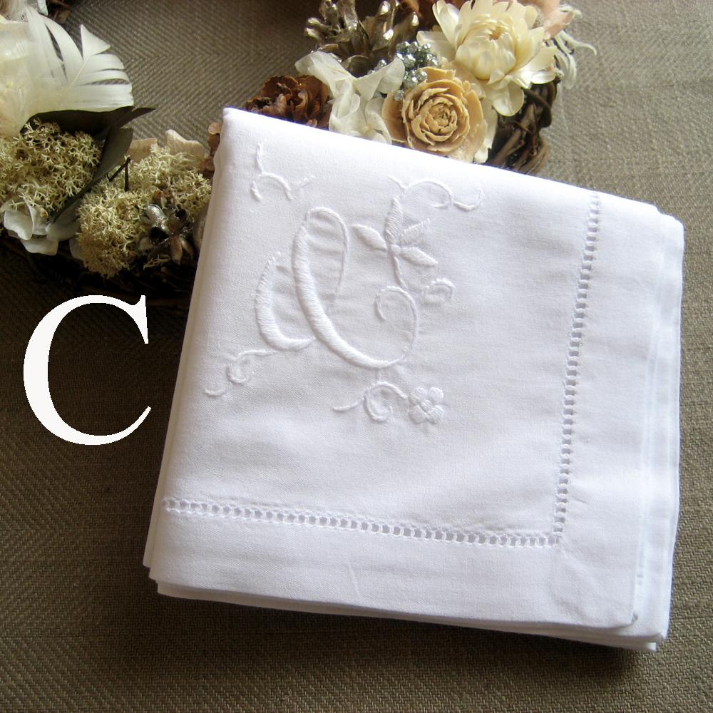 Hand-embroidered Handkerchief w/ Initial (100% Cotton)