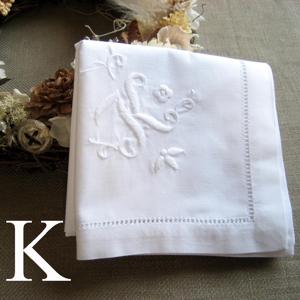 Hand-embroidered Handkerchief w/ Initial (100% Cotton)