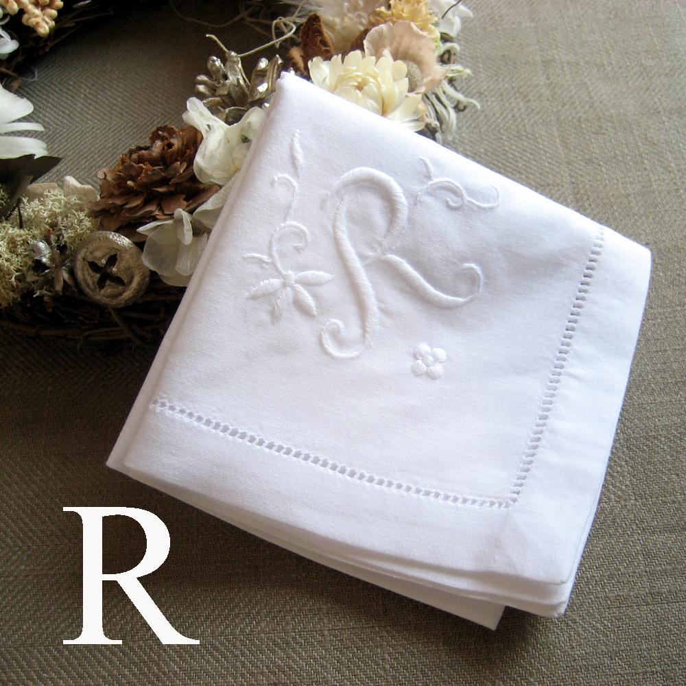 Hand-embroidered Handkerchief w/ Initial (100% Cotton)