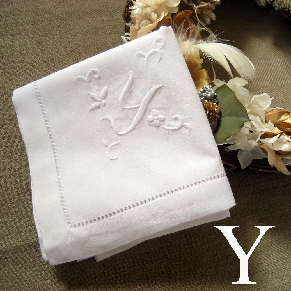 Hand-embroidered Handkerchief w/ Initial (100% Cotton)