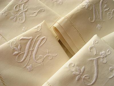 Hand-embroidered Handkerchief w/ Initial (100% Cotton)