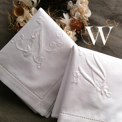 Hand-embroidered Handkerchief w/ Initial (100% Cotton)